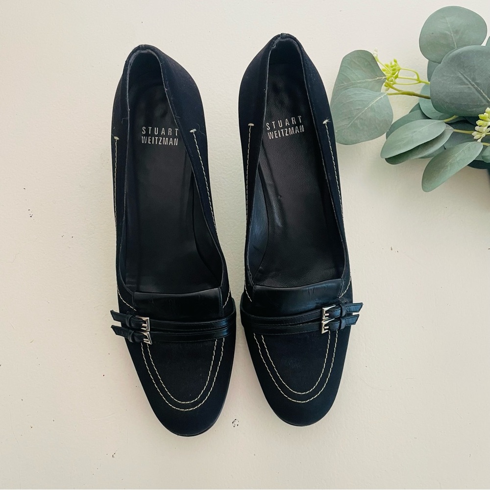 Stuart Weitzman Double Strap Kitten Heels
